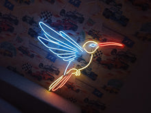 Load image into Gallery viewer, Neon hummingbird sign, Hummingbird neon light, Neon bird-shaped sign, Bird neon signage, Hummingbird-shaped neon light