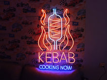 Load image into Gallery viewer, Kebab cooking now neon Sign, Neon Doner Sign, Neon Vertical Rotating Shawarma Sign, LED Neon Kebab Sign, Neon Shawarma Sign