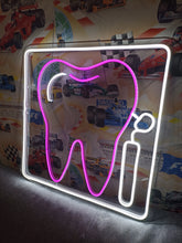 Load image into Gallery viewer, Dental neon sign, tooth neon sign, dentist office neon sign, dental clinic neon sign, orthodontist neon sign, teeth whitening neon sign, smile neon sign, open dentist neon sign, tooth LED sign