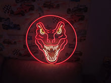 Load image into Gallery viewer, T-rex neon sign, tyrannosaurus rex neon sign, dinosaur neon sign, t rex led sign, t rex light up sign, jurassic neon sign, t rex wall light, neon dinosaur light, t rex room decor