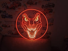 Load image into Gallery viewer, T-rex neon sign, tyrannosaurus rex neon sign, dinosaur neon sign, t rex led sign, t rex light up sign, jurassic neon sign, t rex wall light, neon dinosaur light, t rex room decor