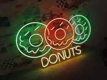 Load image into Gallery viewer, Donut neon sign, neon donut sign, neon sign donut, donut shop neon sign, pink donut neon sign, glazed donut neon sign, aesthetic donut neon sign, donut LED sign, light up donut sign, neon doughnut sign