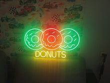 Load image into Gallery viewer, Donut neon sign, neon donut sign, neon sign donut, donut shop neon sign, pink donut neon sign, glazed donut neon sign, aesthetic donut neon sign, donut LED sign, light up donut sign, neon doughnut sign