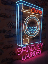 Load image into Gallery viewer, Washing Machine Neon Sign – Bright Laundry Room or Laundromat Decor