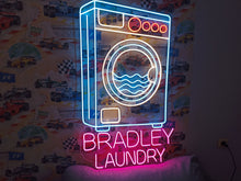 Load image into Gallery viewer, Washing Machine Neon Sign – Bright Laundry Room or Laundromat Decor