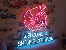 Load image into Gallery viewer, Shrimp Neon Sign – Bright Coastal Seafood Wall Decor