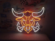 Load image into Gallery viewer, Bull head neon sign, longhorn bull neon sign, cow head neon sign
