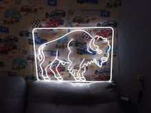 Load image into Gallery viewer, Bison neon sign, bison LED sign, buffalo LED light, neon buffalo light, bison silhouette neon, glowing bison sign, buffalo outline neon, neon buffalo wall art, bison head neon sign