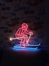 Load image into Gallery viewer, Downhill Skier neon sign, Alpine Skiing neon sign, Skiing Silhouette neon sign