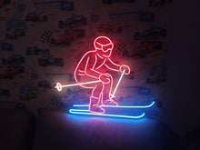 Load image into Gallery viewer, Downhill Skier neon sign, Alpine Skiing neon sign, Skiing Silhouette neon sign