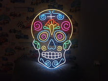Load image into Gallery viewer, Day of the Dead Neon Sign, Calavera Neon Sign, Sugar Skull Neon Sign picture
