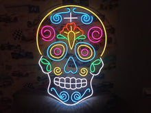 Load image into Gallery viewer, Day of the Dead Neon Sign, Calavera Neon Sign, Sugar Skull Neon Sign