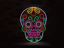 Load image into Gallery viewer, Dia De Muertos Neon Sign, Calavera Neon Sign, Sugar Skull Neon Sign