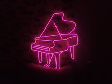 Load image into Gallery viewer, Piano Neon sign – Grand Piano Silhouette & Musical Keys | Classical Instrument Performance sign