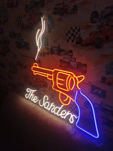 Load image into Gallery viewer, Smoking Revolver Neon Sign, gun with smoke neon sign, western pistol neon sign, fired revolver neon sign