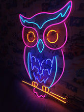 Load image into Gallery viewer, Owl neon sign, Great Horned Owl neon sign, Owl Silhouette neon sign