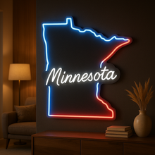 Load image into Gallery viewer, Minnesota map Neon Sign – Vibrant LED Glow | Unique Neon Accent For Contemporary Rooms