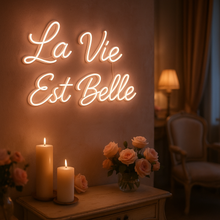 Load image into Gallery viewer, La Vie Est Belle Neon Sign — Romantic French LED Wall Decor for Bedroom & Living Room