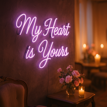 Load image into Gallery viewer, My heart is yours Neon Sign – LED Wedding Sign, Couple Gift, Romantic Wall Decor, Custom Neon Light for Bedroom, Engagement or Anniversary