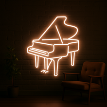 Load image into Gallery viewer, Piano Neon sign – Grand Piano Silhouette & Musical Keys | Classical Instrument Performance sign