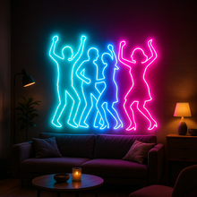Load image into Gallery viewer, Dancing People neon sign, Dancing Silhouette neon sign, Dance Party neon sign Multicolor