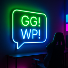 Load image into Gallery viewer, Good Game Well Played Neon Sign, gaming phrase neon sign, esports quote neon sign, victory message neon sign Multicolor