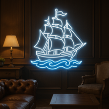 Load image into Gallery viewer, Sailboat Neon Sign, Sailing Ship Neon Sign, Nautical Yacht Neon Sign