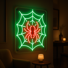 Load image into Gallery viewer, Spider Web Neon Sign, Arachnid Neon Sign, Cobweb Spider Neon Sign