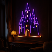 Load image into Gallery viewer, Gothic Castle Neon Sign, Haunted Castle Neon Sign, Medieval Fortress Neon Sign