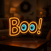 Load image into Gallery viewer, Boo Eyes Neon Sign, Ghostly Boo Neon Sign, Spooky Peeking Eyes Neon Sign