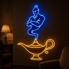 Load image into Gallery viewer, Genie Lamp Neon Sign, Magic Lamp Neon Sign, Arabian Oil Lamp Neon Sign