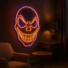 Load image into Gallery viewer, Smiling Skull Neon Sign, Grinning Skull Neon Sign, Skeleton Face Neon Sign