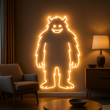 Load image into Gallery viewer, Happy Bigfoot Neon Sign, Sasquatch Neon Sign, Friendly Yeti Neon Sign