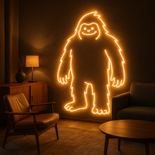 Load image into Gallery viewer, Happy Sasquatch Neon Sign, Bigfoot Neon Sign, Smiling Yeti Neon Sign