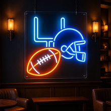 Load image into Gallery viewer, Football Helmet Neon Sign, Gridiron Goal Neon Sign, Gameday Ball Neon Sign