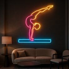 Load image into Gallery viewer, Balance Beam Neon Sign, Gymnastics Pose Neon Sign, Artistic Gymnast Neon Sign Multicolor