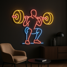 Load image into Gallery viewer, Weightlifting Neon Sign, Barbell Lifter Neon Sign, Bodybuilding Neon Sign Multicolor