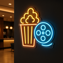 Load image into Gallery viewer, Popcorn Movie Neon Sign, Film Reel Neon Sign, Cinema Night Neon Sign