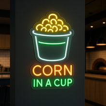 Load image into Gallery viewer, Corn in a Cup Neon Sign, Elote Neon Sign, Mexican Street Corn Neon Sign Multicolor