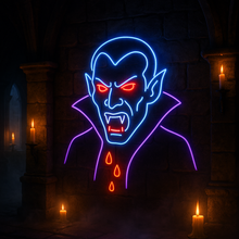 Load image into Gallery viewer, Vampire Fangs Neon Sign, Bloody Teeth Neon Sign, Gothic Horror Mouth Neon Sign turquoise
