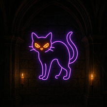 Load image into Gallery viewer, Scary Cat Neon Sign, Creepy Kitty Neon Sign, Spooky Black Cat Neon Sign