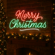 Load image into Gallery viewer, Merry Christmas Neon Sign, Happy Holidays Neon Sign, Xmas Greeting Neon Sign Multicolor