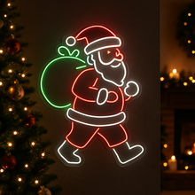 Load image into Gallery viewer, Santa with Bag Neon Sign, Saint Nick Neon Sign, Father Christmas Sack Neon Sign Multicolor