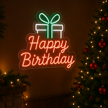 Load image into Gallery viewer, Happy Birthday Box Neon Sign, Birthday Present Neon Sign, B-day Surprise Neon Sign