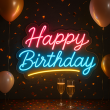 Load image into Gallery viewer, Happy Birthday Neon Sign, B-day Party Neon Sign, Birthday Celebration Neon Sign Multicolor