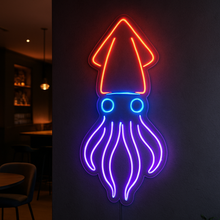 Load image into Gallery viewer, Squid Neon Sign, Calamari Neon Sign, Deep Sea Cephalopod Neon Sign Multicolor