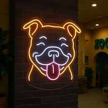 Load image into Gallery viewer, Pitbull With Tongue neon sign, Pit Bull Dog neon sign, Smiling Pitbull neon sign Multicolor