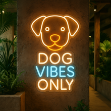 Load image into Gallery viewer, Dog Vibes Only Neon Sign, Puppy Vibe Neon Sign, Paw Print Neon Sign Multicolor