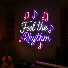 Load image into Gallery viewer, Feel the Rhythm Neon Sign, Musical Note Neon Sign, Music Beat Neon Sign Multicolor