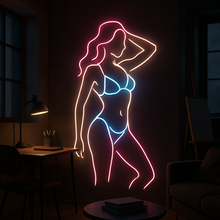 Load image into Gallery viewer, Bikini Girl neon sign, Swimsuit Silhouette neon sign, Beach Girl neon sign